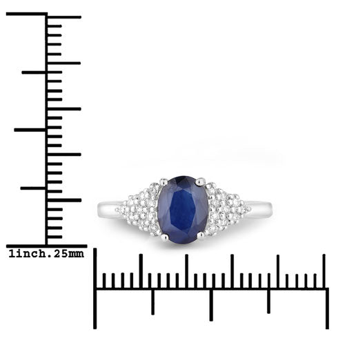 1.73 Carat Genuine Blue Sapphire and White Diamond 14K White Gold Ring Bids.com