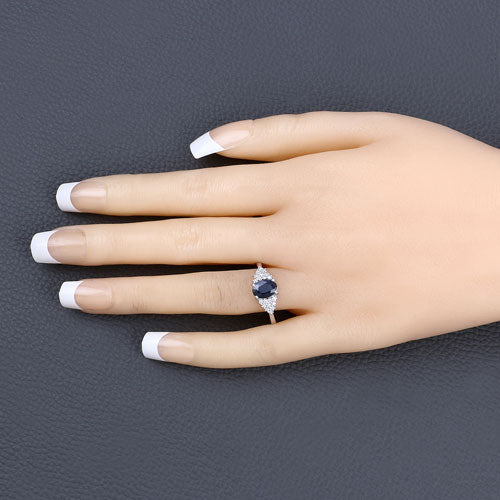 1.73 Carat Genuine Blue Sapphire and White Diamond 14K White Gold Ring Bids.com