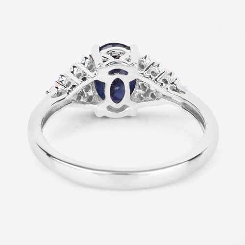 1.73 Carat Genuine Blue Sapphire and White Diamond 14K White Gold Ring Bids.com