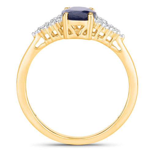 1.73 Carat Genuine Blue Sapphire and White Diamond 14K Yellow Gold Ring Bids.com