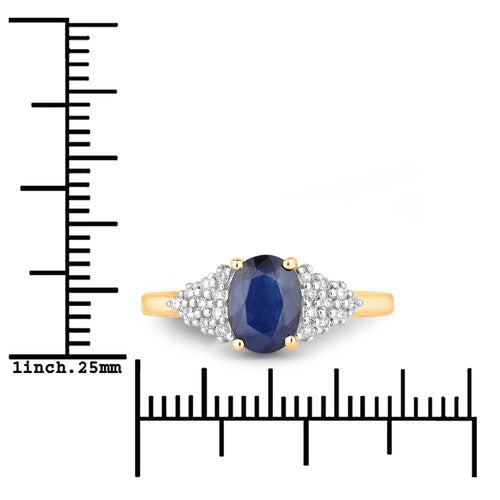 1.73 Carat Genuine Blue Sapphire and White Diamond 14K Yellow Gold Ring Bids.com