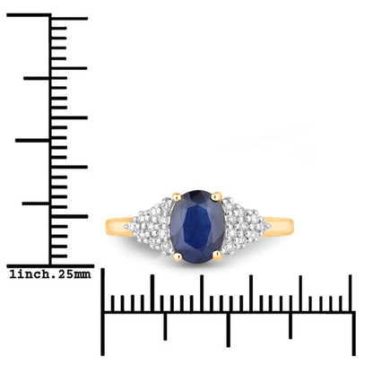 1.73 Carat Genuine Blue Sapphire and White Diamond 14K Yellow Gold Ring Bids.com