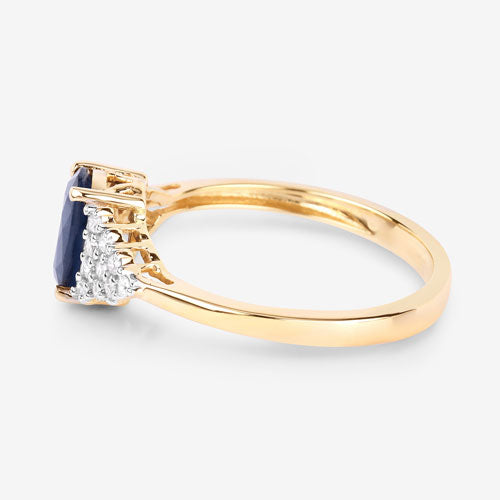 1.73 Carat Genuine Blue Sapphire and White Diamond 14K Yellow Gold Ring Bids.com