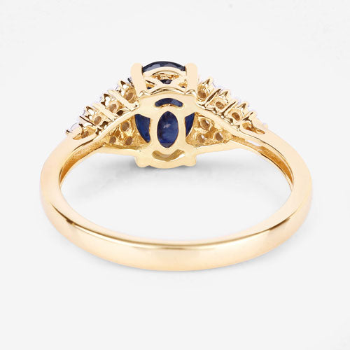 1.73 Carat Genuine Blue Sapphire and White Diamond 14K Yellow Gold Ring Bids.com