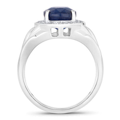 3.31 Carat Genuine Blue Sapphire and White Diamond 14K White Gold Ring Bids.com