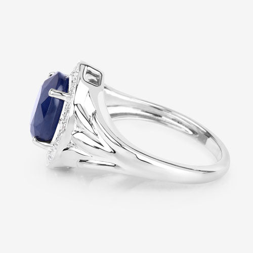 3.31 Carat Genuine Blue Sapphire and White Diamond 14K White Gold Ring Bids.com