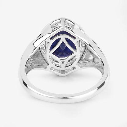 3.31 Carat Genuine Blue Sapphire and White Diamond 14K White Gold Ring Bids.com
