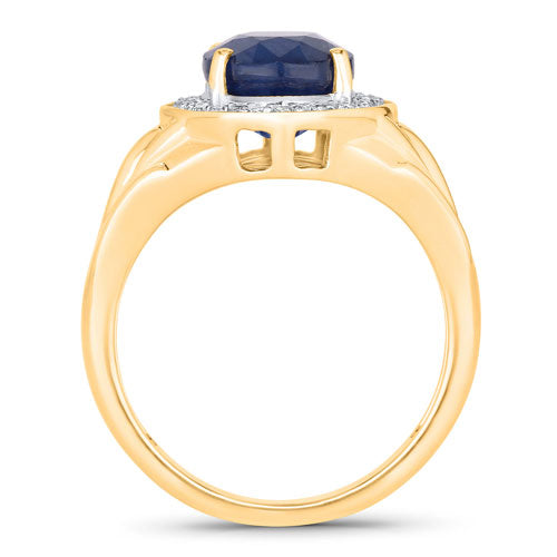 3.31 Carat Genuine Blue Sapphire and White Diamond 14K Yellow Gold Ring Bids.com