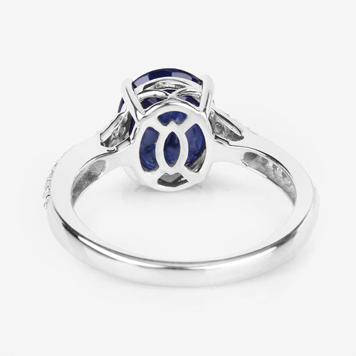 3.28 Carat Genuine Blue Sapphire and White Diamond 14K White Gold Ring Bids.com