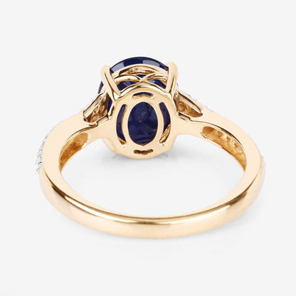 3.28 Carat Genuine Blue Sapphire and White Diamond 14K Yellow Gold Ring Bids.com