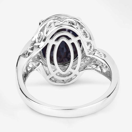 6.52 Carat Genuine Blue Sapphire and White Diamond 14K White Gold Ring Bids.com