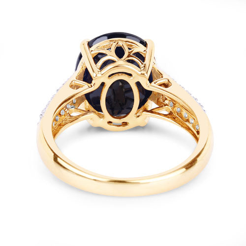 6.49 Carat Genuine Blue Sapphire and White Diamond 14K Yellow Gold Ring Bids.com