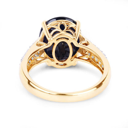 6.49 Carat Genuine Blue Sapphire and White Diamond 14K Yellow Gold Ring Bids.com