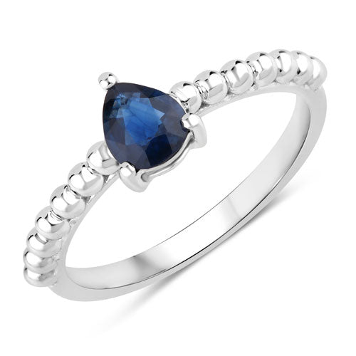 0.50 Carat Genuine Blue Sapphire 14K White Gold Ring Bids.com
