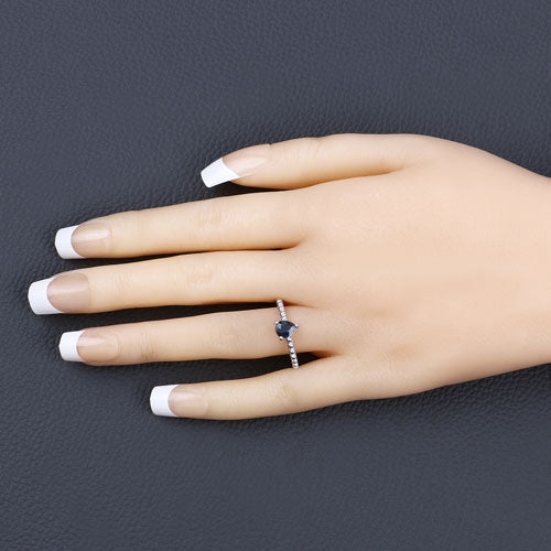 0.50 Carat Genuine Blue Sapphire 14K White Gold Ring Bids.com