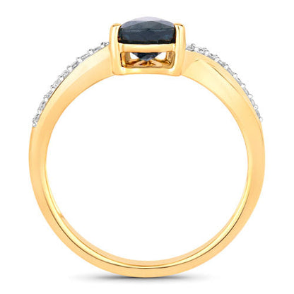 1.17 Carat Genuine Blue Sapphire and White Diamond 14K Yellow Gold Ring Bids.com