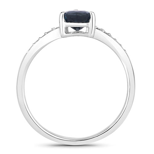 0.89 Carat Genuine Blue Sapphire and White Diamond 14K White Gold Ring Bids.com