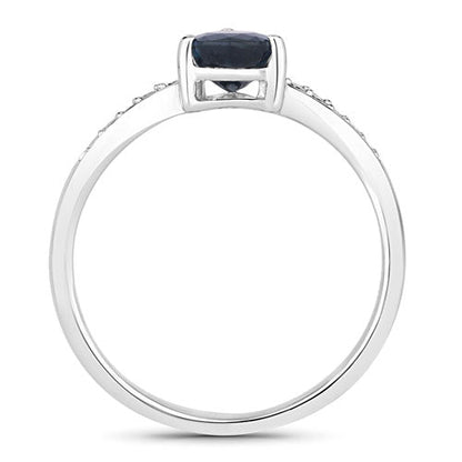 0.89 Carat Genuine Blue Sapphire and White Diamond 14K White Gold Ring Bids.com