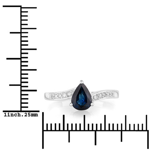 0.89 Carat Genuine Blue Sapphire and White Diamond 14K White Gold Ring Bids.com