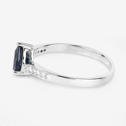 0.89 Carat Genuine Blue Sapphire and White Diamond 14K White Gold Ring Bids.com