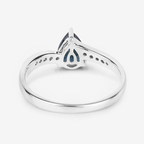 0.89 Carat Genuine Blue Sapphire and White Diamond 14K White Gold Ring Bids.com