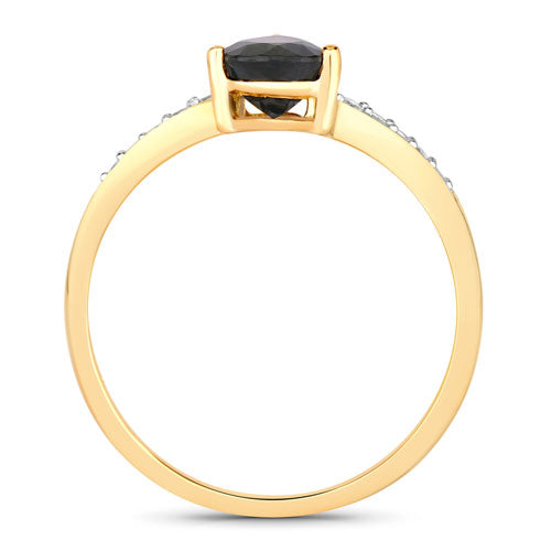 0.89 Carat Genuine Blue Sapphire and White Diamond 14K Yellow Gold Ring Bids.com