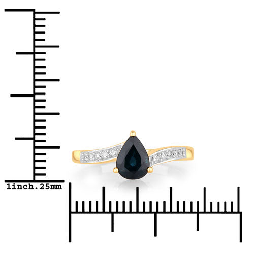 0.89 Carat Genuine Blue Sapphire and White Diamond 14K Yellow Gold Ring Bids.com