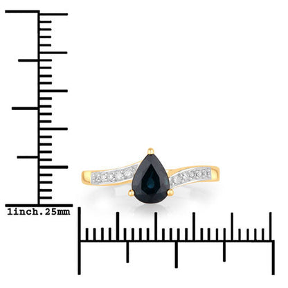 0.89 Carat Genuine Blue Sapphire and White Diamond 14K Yellow Gold Ring Bids.com