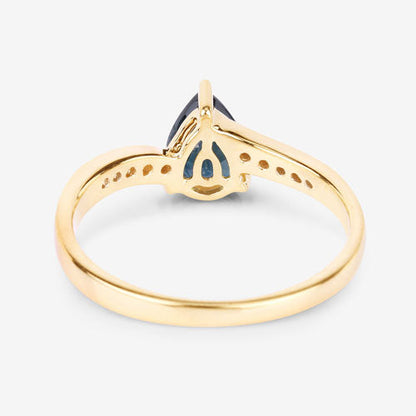 0.89 Carat Genuine Blue Sapphire and White Diamond 14K Yellow Gold Ring Bids.com