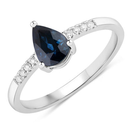 0.86 Carat Genuine Blue Sapphire and White Diamond 14K White Gold Ring Bids.com