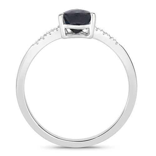 0.86 Carat Genuine Blue Sapphire and White Diamond 14K White Gold Ring Bids.com