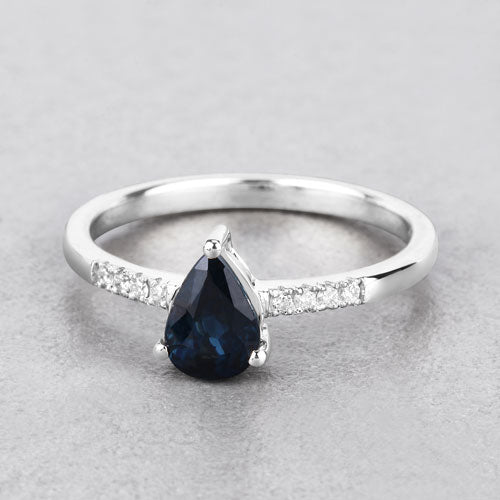 0.86 Carat Genuine Blue Sapphire and White Diamond 14K White Gold Ring Bids.com