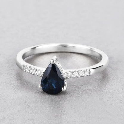 0.86 Carat Genuine Blue Sapphire and White Diamond 14K White Gold Ring Bids.com