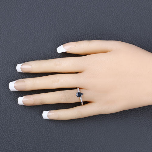 0.86 Carat Genuine Blue Sapphire and White Diamond 14K White Gold Ring Bids.com