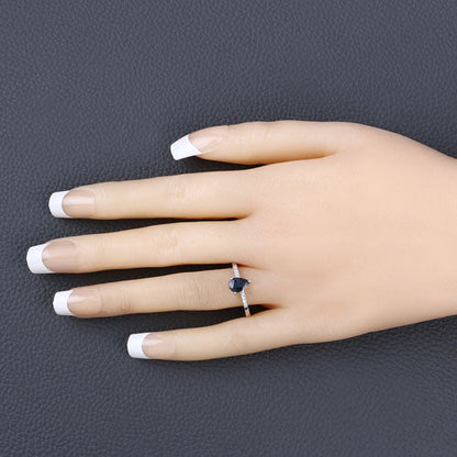 0.86 Carat Genuine Blue Sapphire and White Diamond 14K White Gold Ring Bids.com