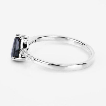 0.86 Carat Genuine Blue Sapphire and White Diamond 14K White Gold Ring Bids.com