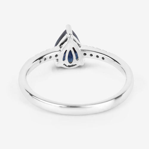 0.86 Carat Genuine Blue Sapphire and White Diamond 14K White Gold Ring Bids.com