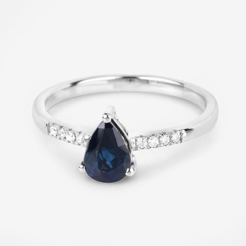 0.86 Carat Genuine Blue Sapphire and White Diamond 14K White Gold Ring Bids.com
