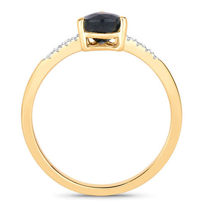 0.86 Carat Genuine Blue Sapphire and White Diamond 14K Yellow Gold Ring Bids.com