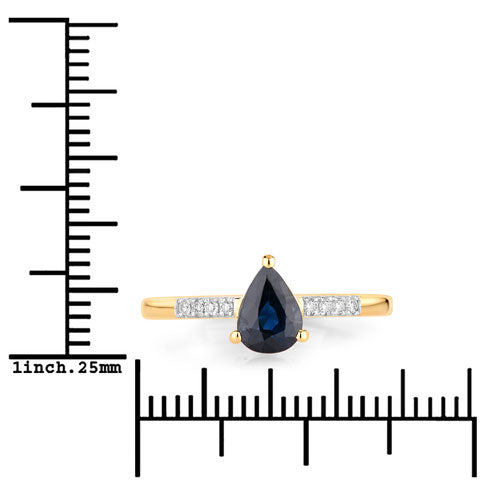 0.86 Carat Genuine Blue Sapphire and White Diamond 14K Yellow Gold Ring Bids.com