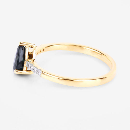 0.86 Carat Genuine Blue Sapphire and White Diamond 14K Yellow Gold Ring Bids.com