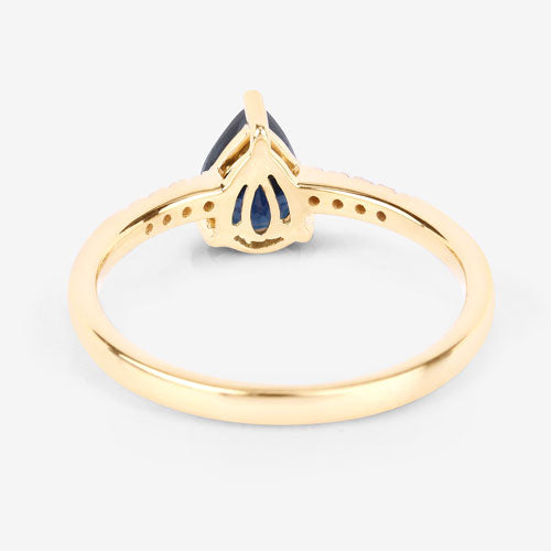 0.86 Carat Genuine Blue Sapphire and White Diamond 14K Yellow Gold Ring Bids.com