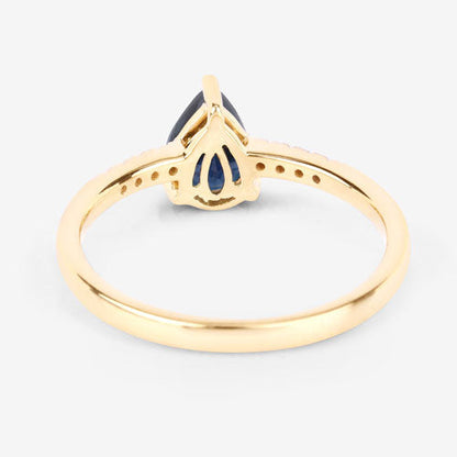 0.86 Carat Genuine Blue Sapphire and White Diamond 14K Yellow Gold Ring Bids.com