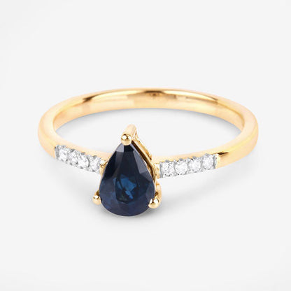 0.86 Carat Genuine Blue Sapphire and White Diamond 14K Yellow Gold Ring Bids.com