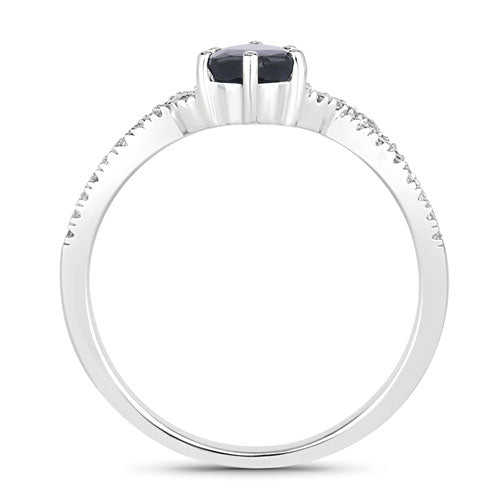 1.14 Carat Genuine Blue Sapphire and White Diamond 14K White Gold Ring Bids.com