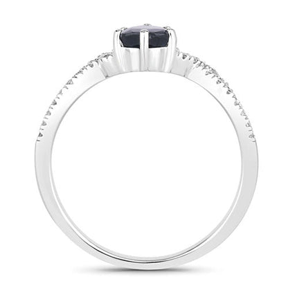 1.14 Carat Genuine Blue Sapphire and White Diamond 14K White Gold Ring Bids.com