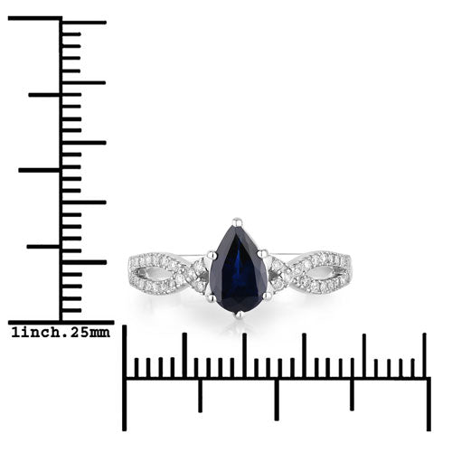 1.14 Carat Genuine Blue Sapphire and White Diamond 14K White Gold Ring Bids.com