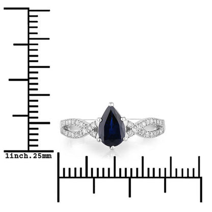 1.14 Carat Genuine Blue Sapphire and White Diamond 14K White Gold Ring Bids.com