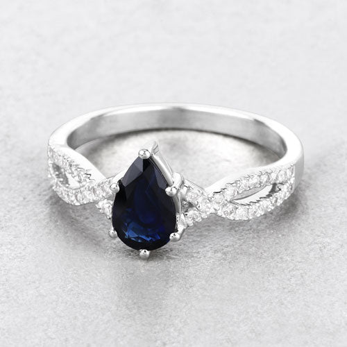 1.14 Carat Genuine Blue Sapphire and White Diamond 14K White Gold Ring Bids.com