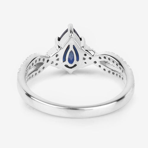 1.14 Carat Genuine Blue Sapphire and White Diamond 14K White Gold Ring Bids.com
